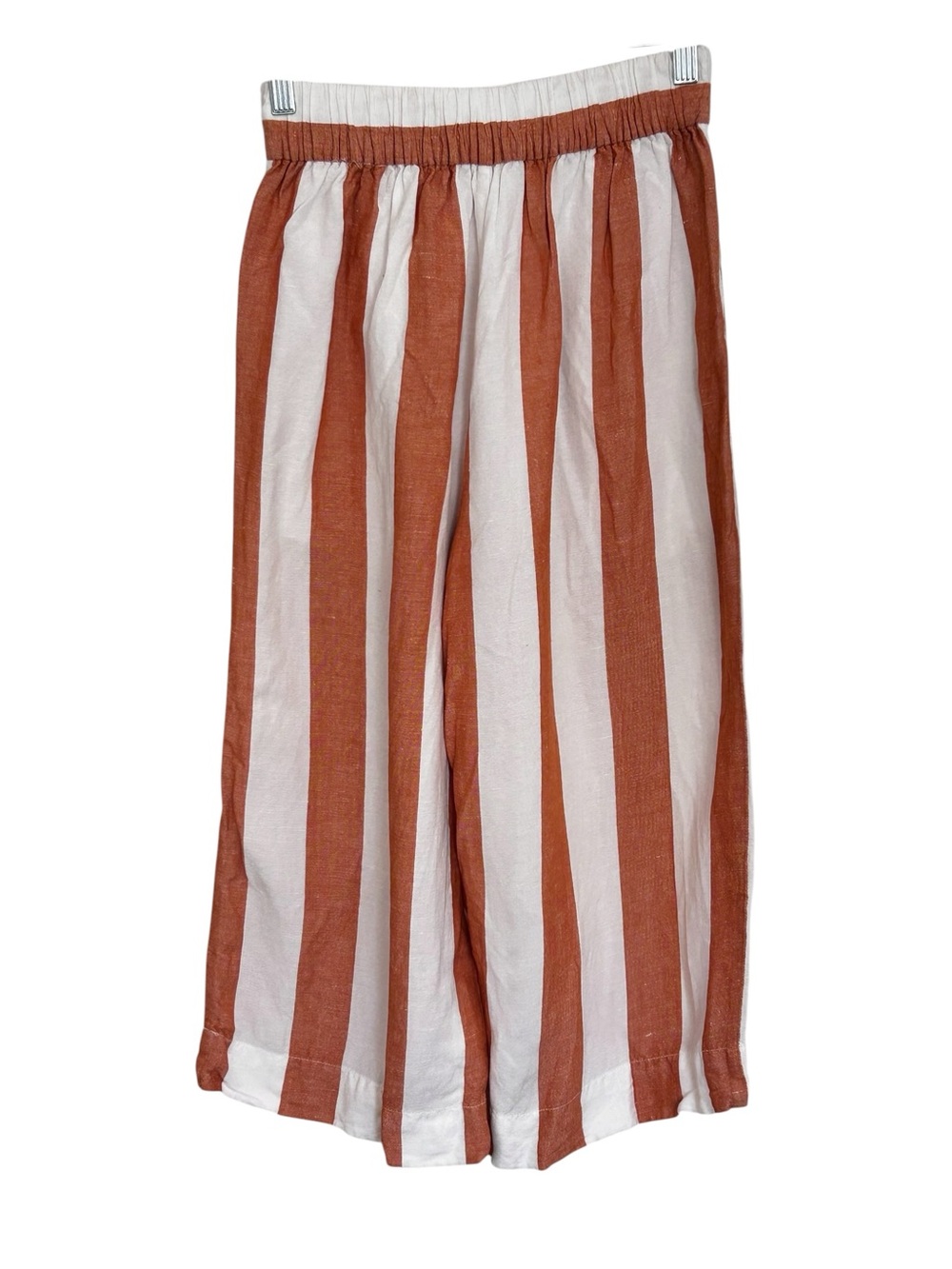 Madewell Women’s Huston Striped Wide-Leg Cropped Linen Blend Pants Sz XXS